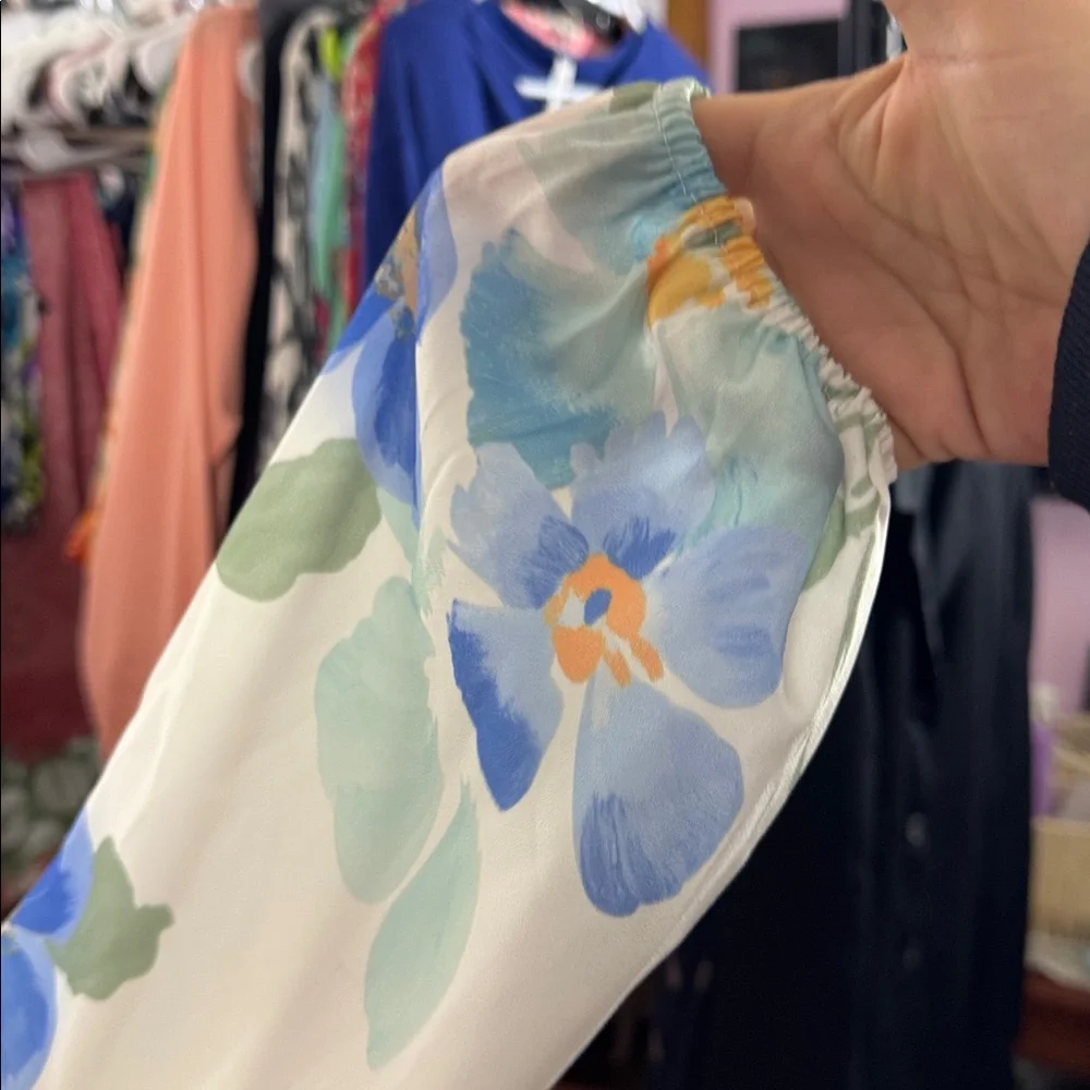 NWT Daniel Rainn Floral Puff Sleeve Mixed Media Sweater size large - Picture 7 of 7